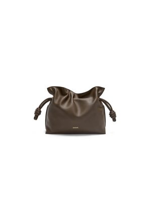 Chocolate LOEWE Medium Flamenco clutch in nappa calfskin (HIGH-END GRADE)