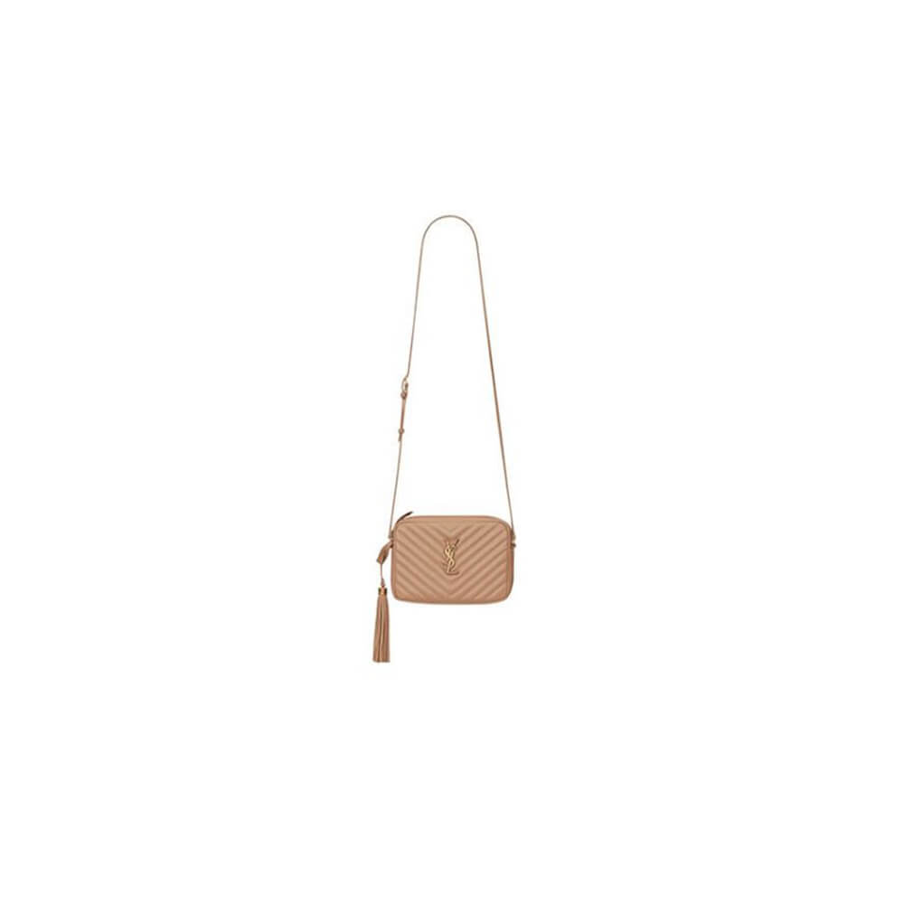 BROWN YSL LOU CAMERA BAG IN QUILTED LEATHER