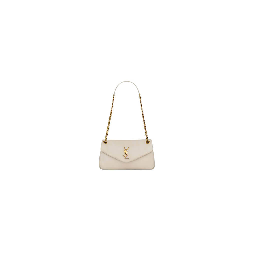 White YSL CALYPSO small in plunged lambskin