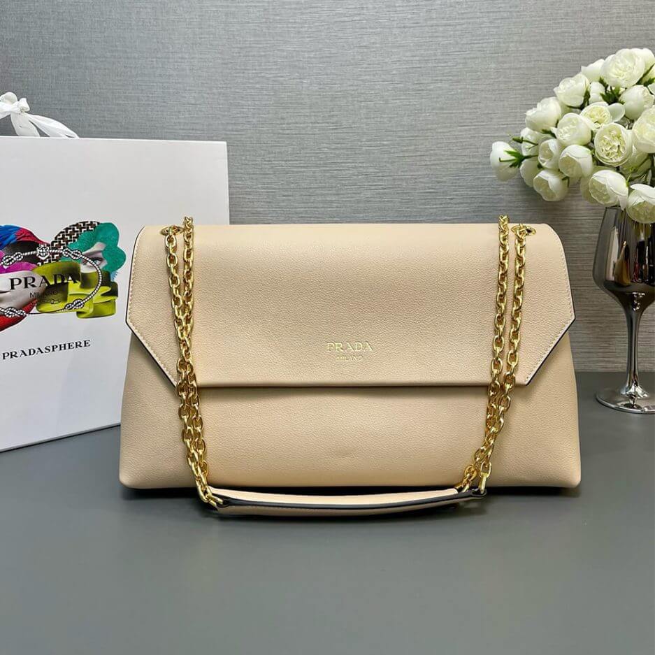 Travertine Prada Medium leather shoulder bag (High-end Grade) - Image 2