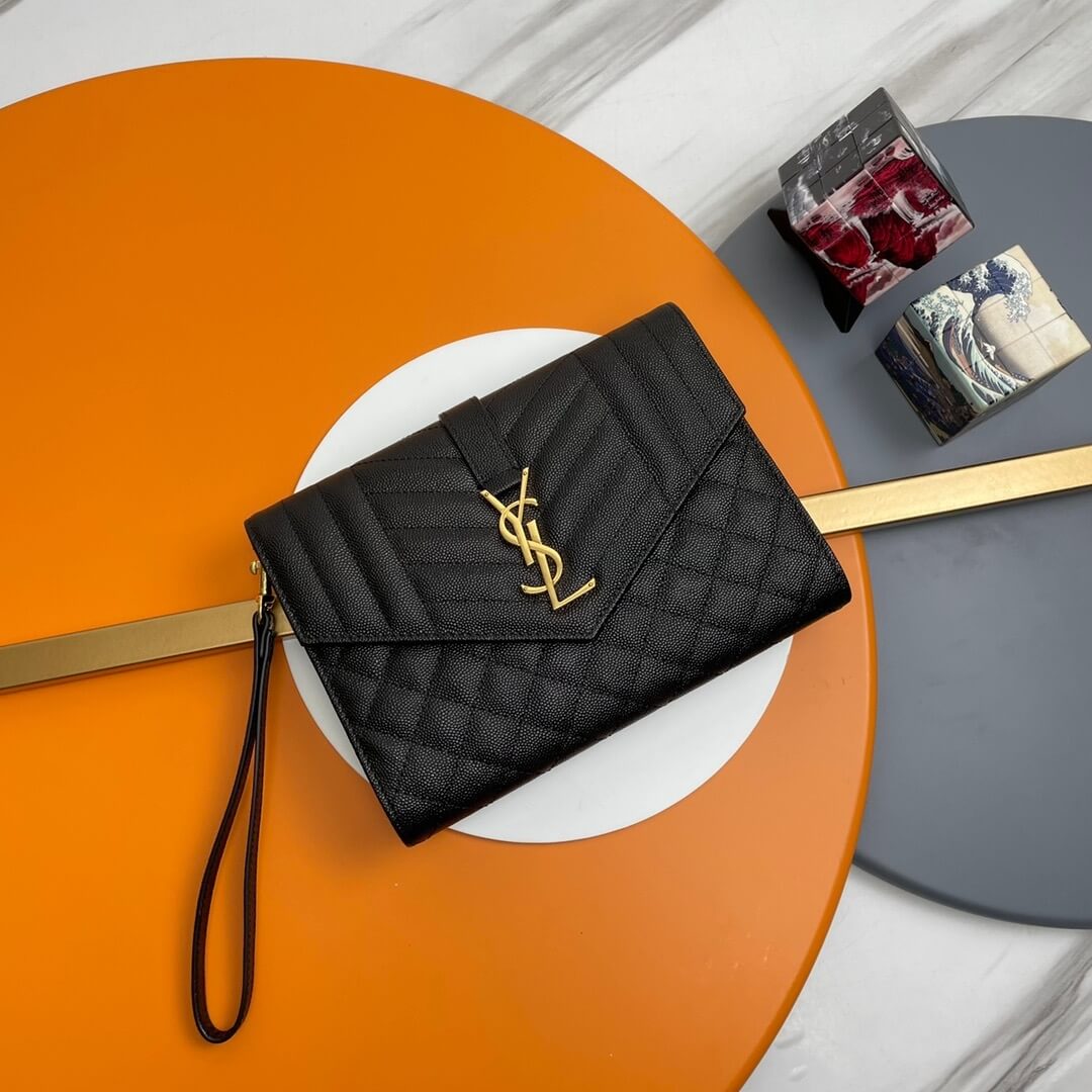 black YSL CASSANDRE matelasse leather flap clutch - Image 2