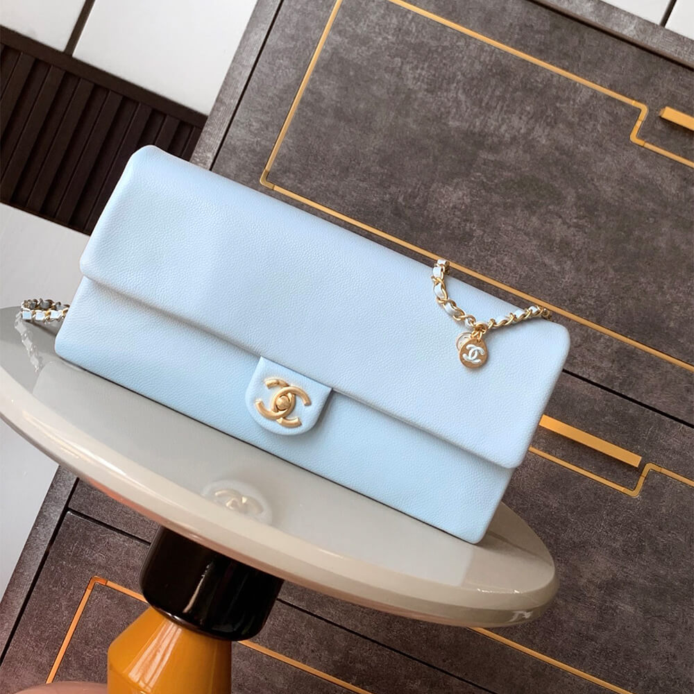 Light Blue CHANEL Long Flap Bag (high-end grade) - Image 2