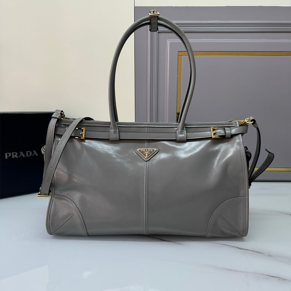 Pewter Prada Large leather handbag (high-end grade) - Image 2