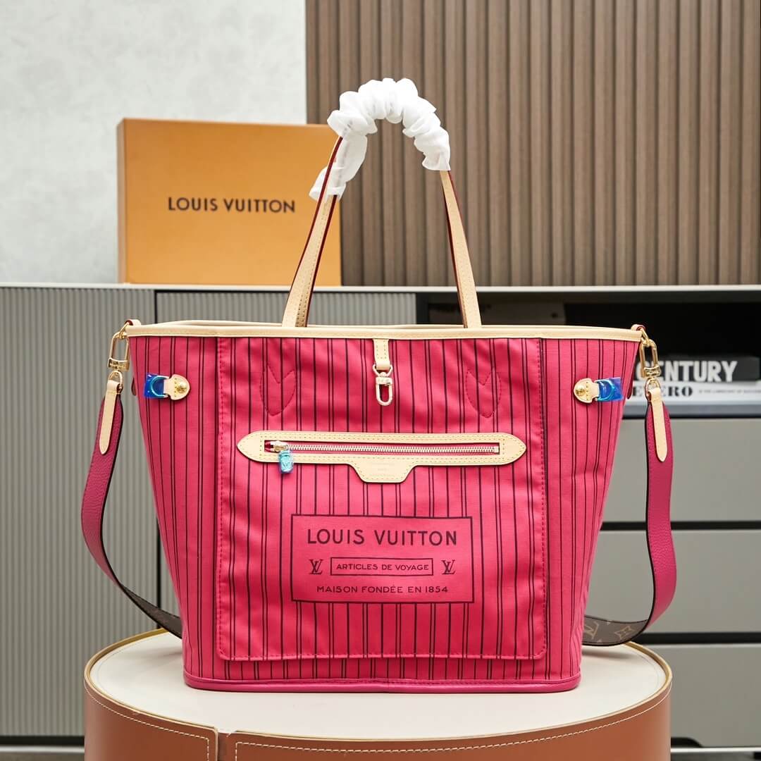 Rose Pondichery LV Neverfull Bandouliere Inside Out MM - Image 2