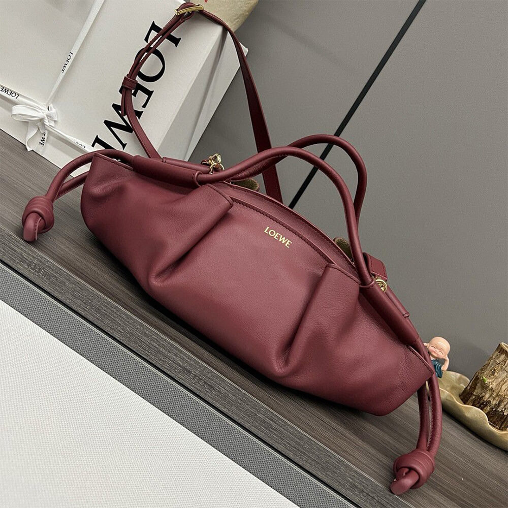 Burgundy Loewe Small Paseo bag in shiny nappa calfskin (high-end grade) - Image 2