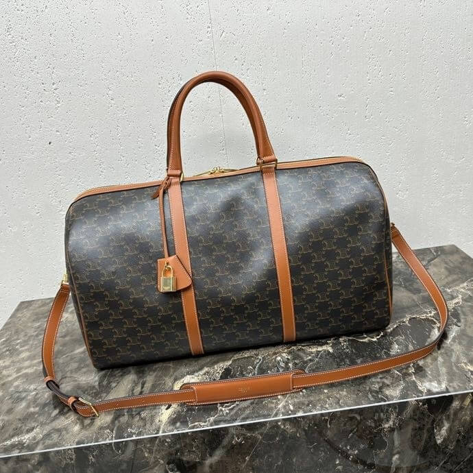 CELINE Large Travel Bag in Logo Print and Calfskin - Image 2