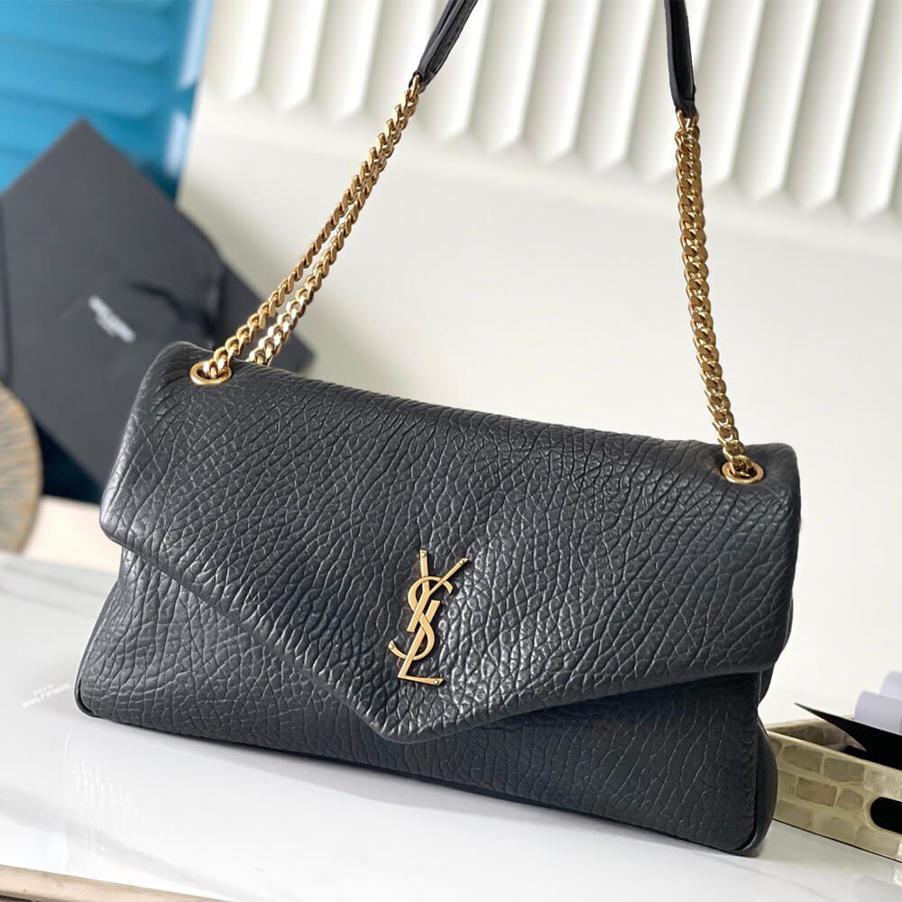 Black YSL CALYPSO LARGE IN GRAINED LAMBSKIN - Image 2