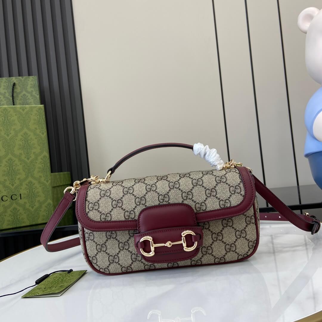 Dark Brown Gucci Horsebit 1955 Soft small top handle bag - Image 2