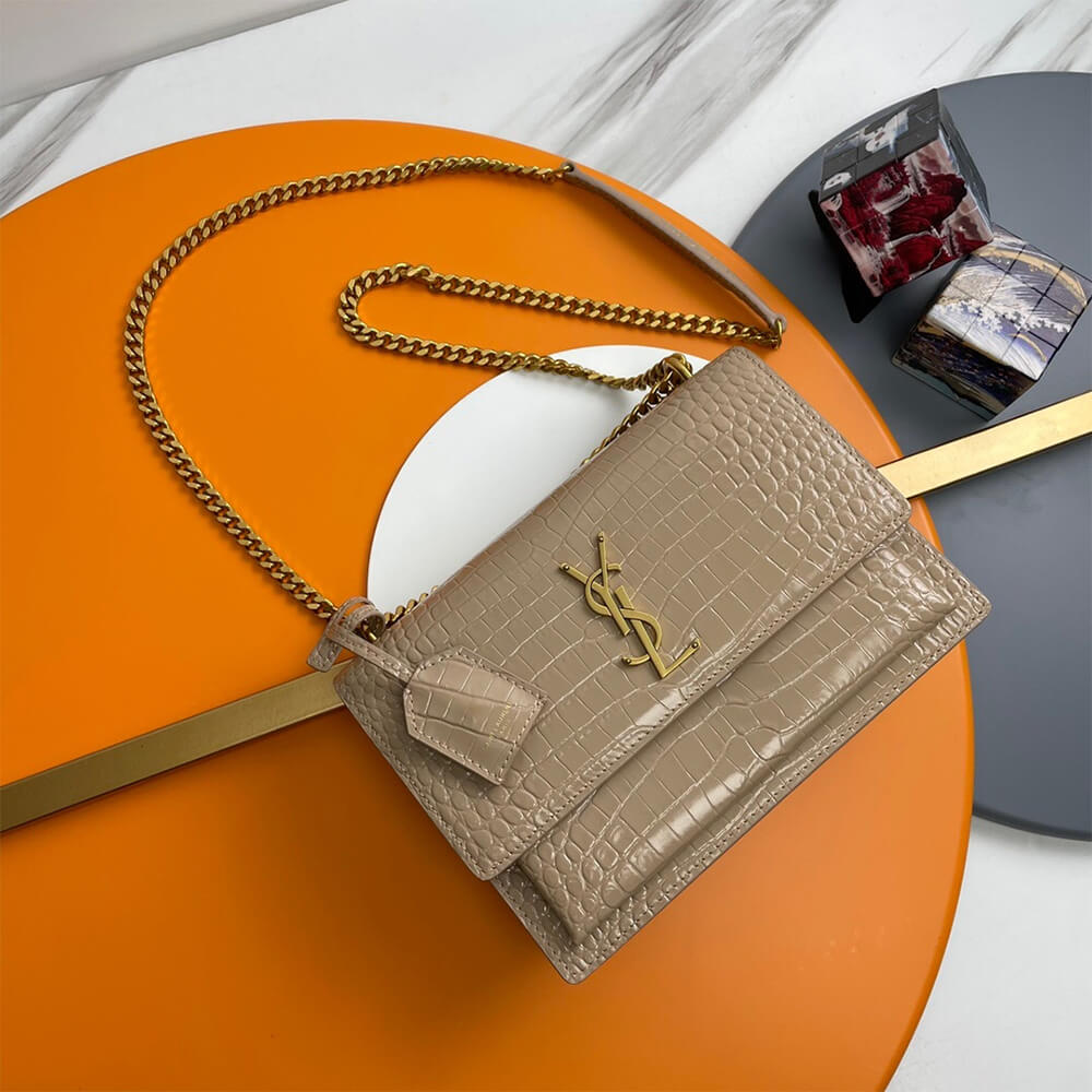 dark YSL Crocodile-embossed leather SUNSET Medium - Image 2