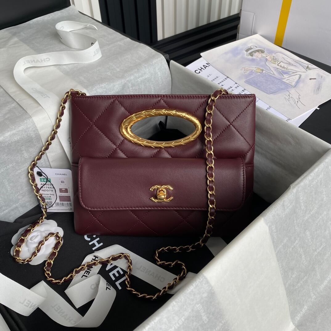Burgundy Chanel Clutch (high-end grade) - Image 2