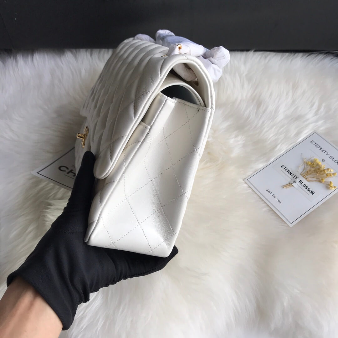 White CHANEL LARGE CLASSIC HANDBAG (High-end grade) - Image 3