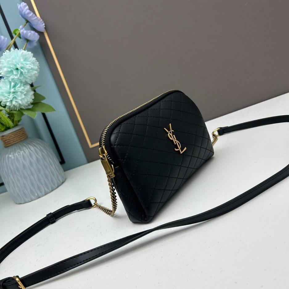 Black YSL Gaby zipped pouch in quilted lambskin - Image 3