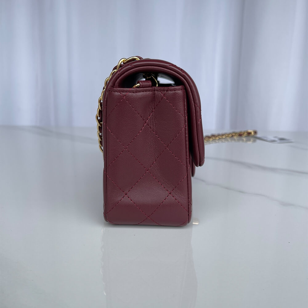 Claret Chanel Mini Flap Bag (high-end grade) - Image 3