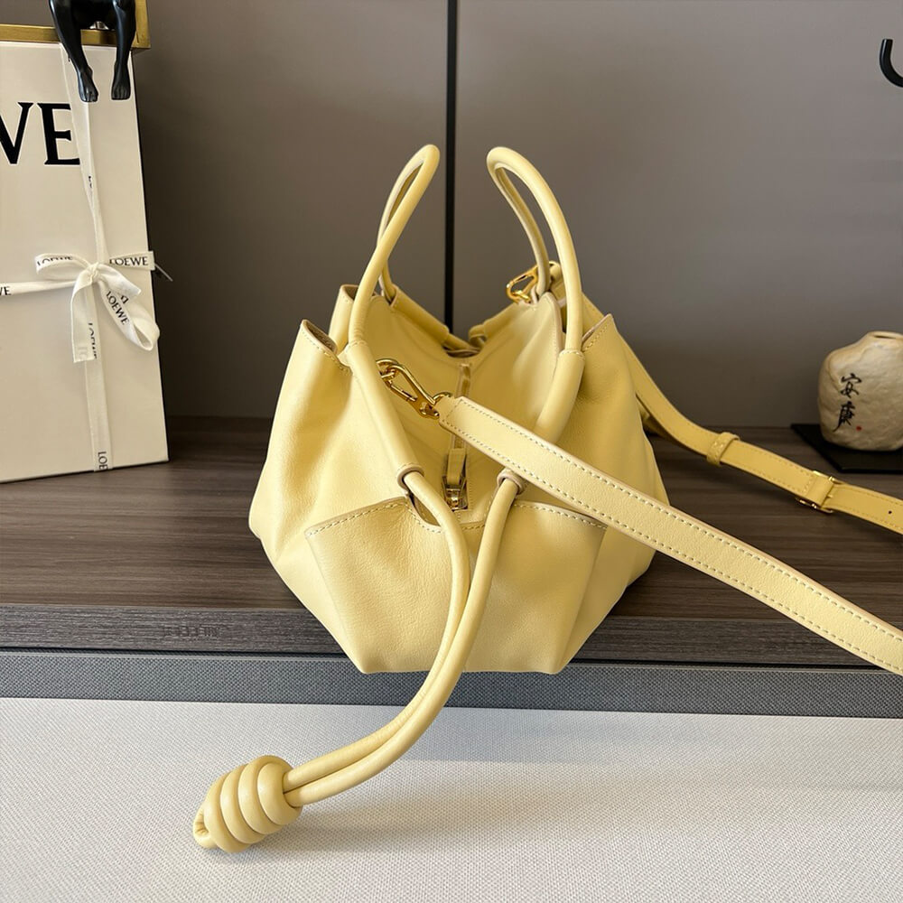 Yellow Loewe Small Paseo bag in shiny nappa calfskin (high-end grade) - Image 3