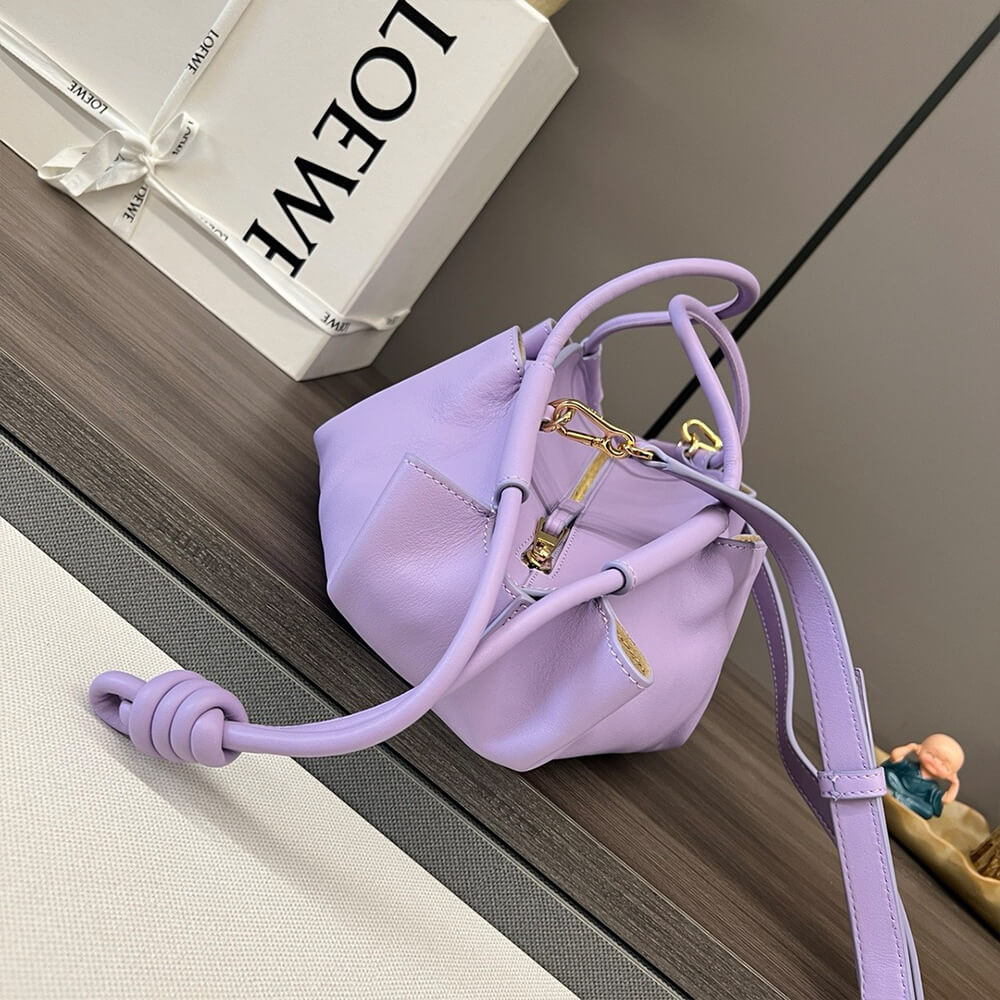 Purple Loewe Small Paseo bag in shiny nappa calfskin (high-end grade) - Image 3