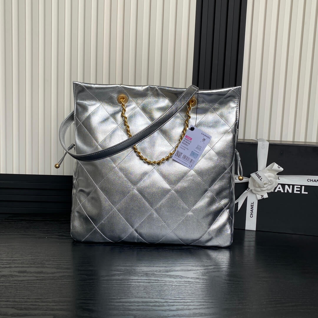 Silver Chanel Shopping Bag (high-end grade) - Image 3