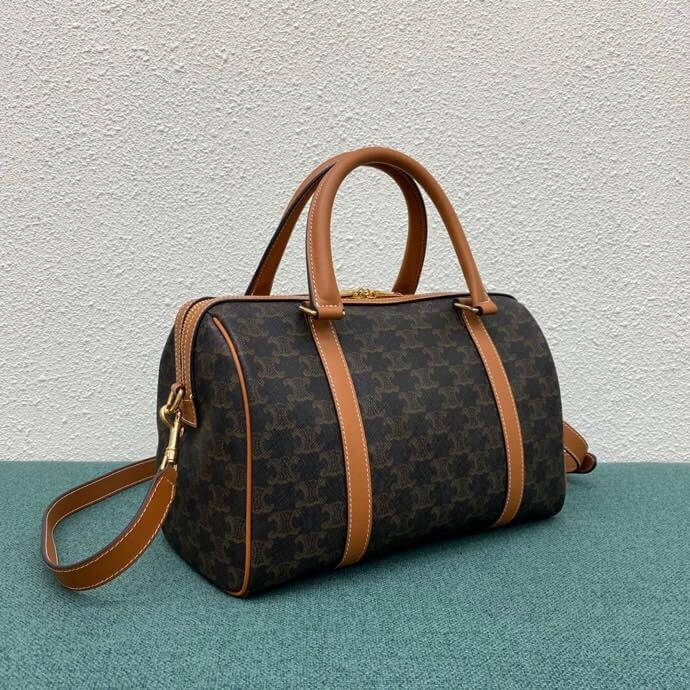 CELINE Logo Print Calfskin Boston Bag - Image 3