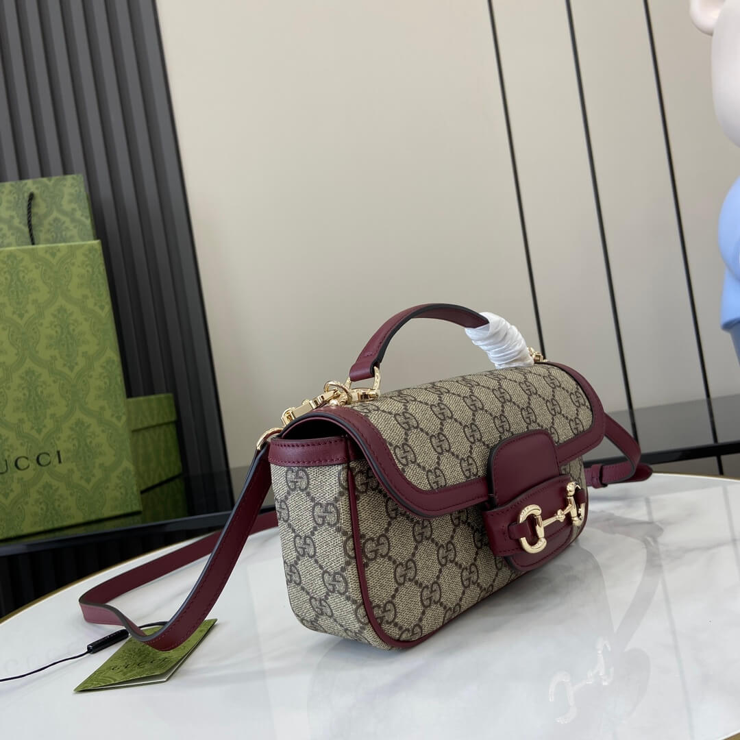 Dark Brown Gucci Horsebit 1955 Soft small top handle bag - Image 3