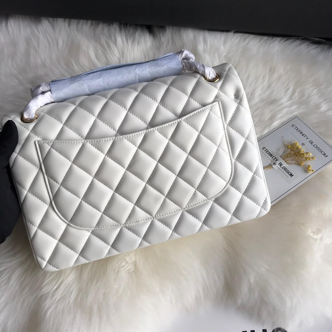 White CHANEL LARGE CLASSIC HANDBAG (High-end grade) - Image 4