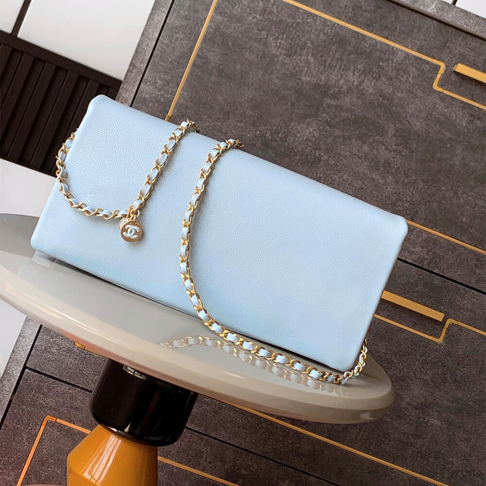Light Blue CHANEL Long Flap Bag (high-end grade) - Image 4