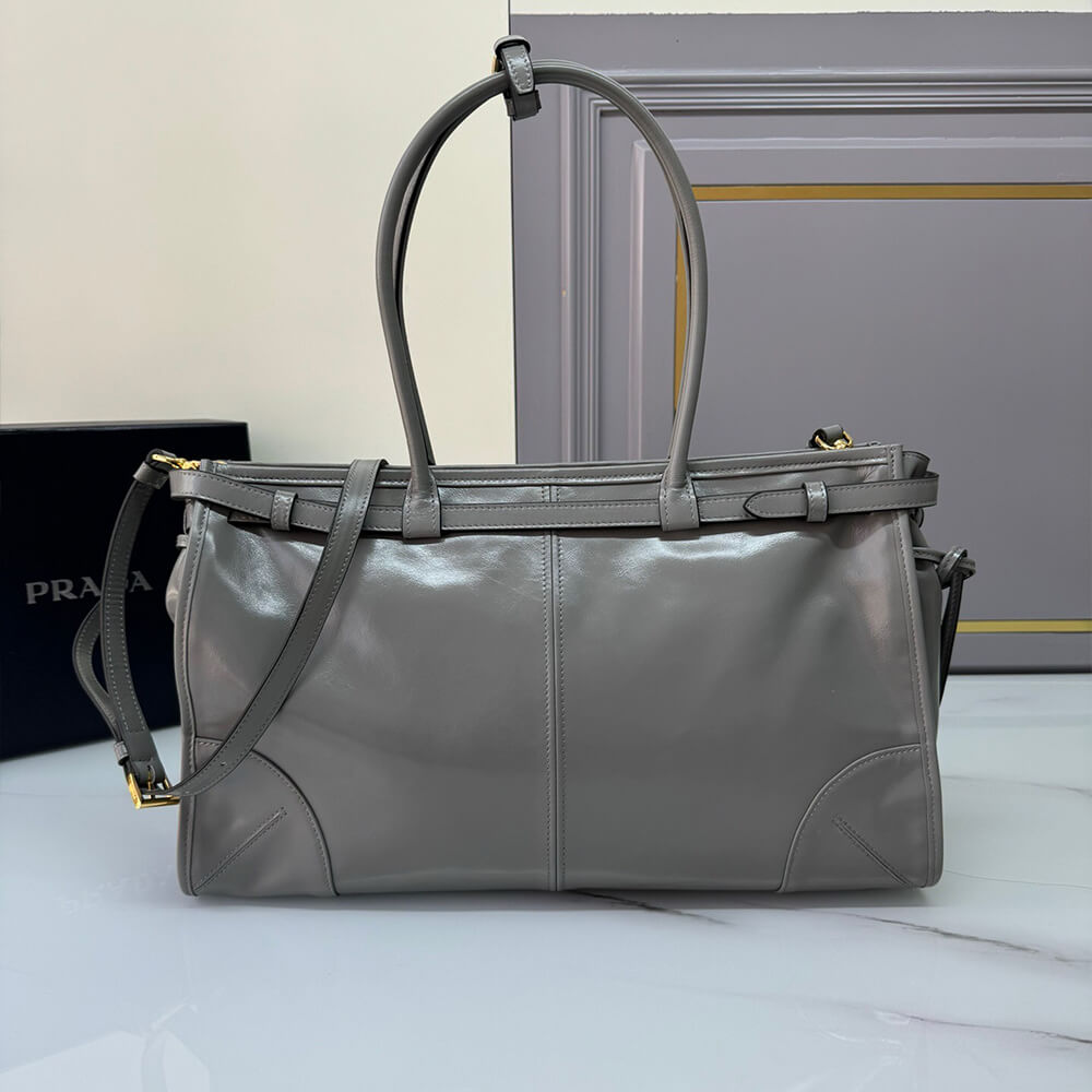 Pewter Prada Large leather handbag (high-end grade) - Image 4