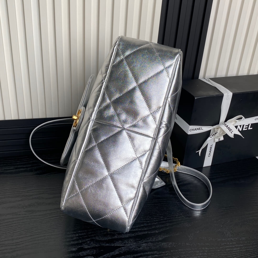Silver Chanel Shopping Bag (high-end grade) - Image 4