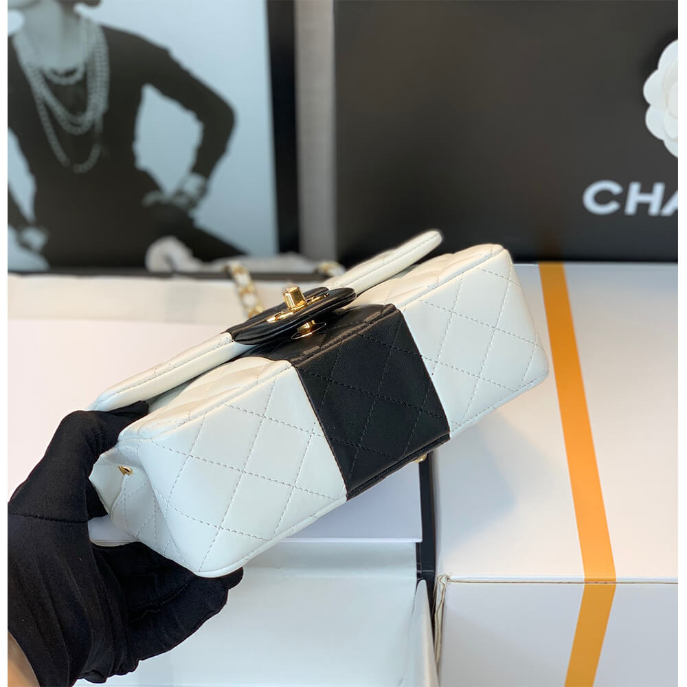 White & Black CHANEL MINI FLAP BAG - Image 4