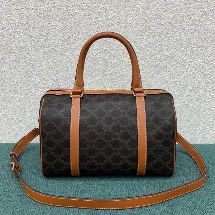CELINE Logo Print Calfskin Boston Bag - Image 4