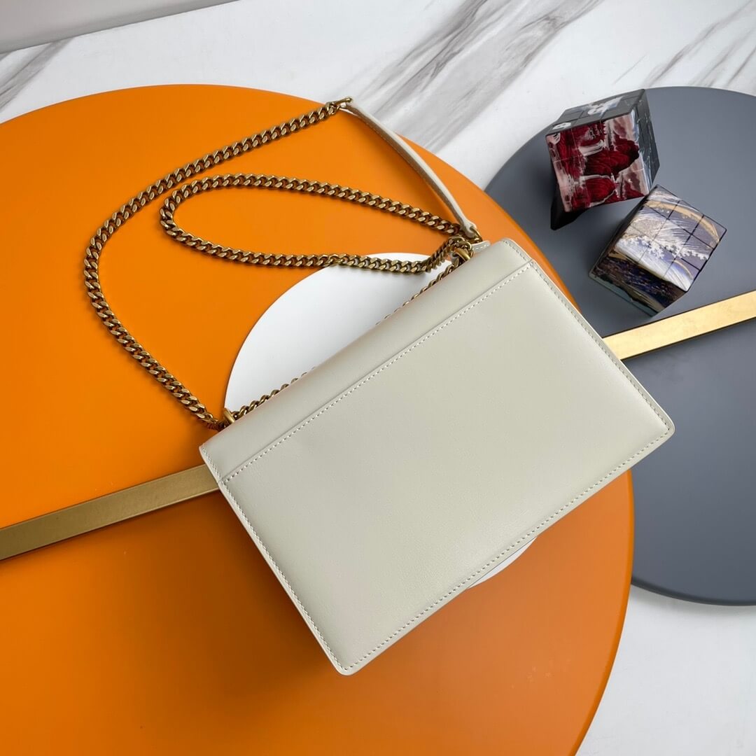 White YSL sunset medium leather shoulder bag - Image 4
