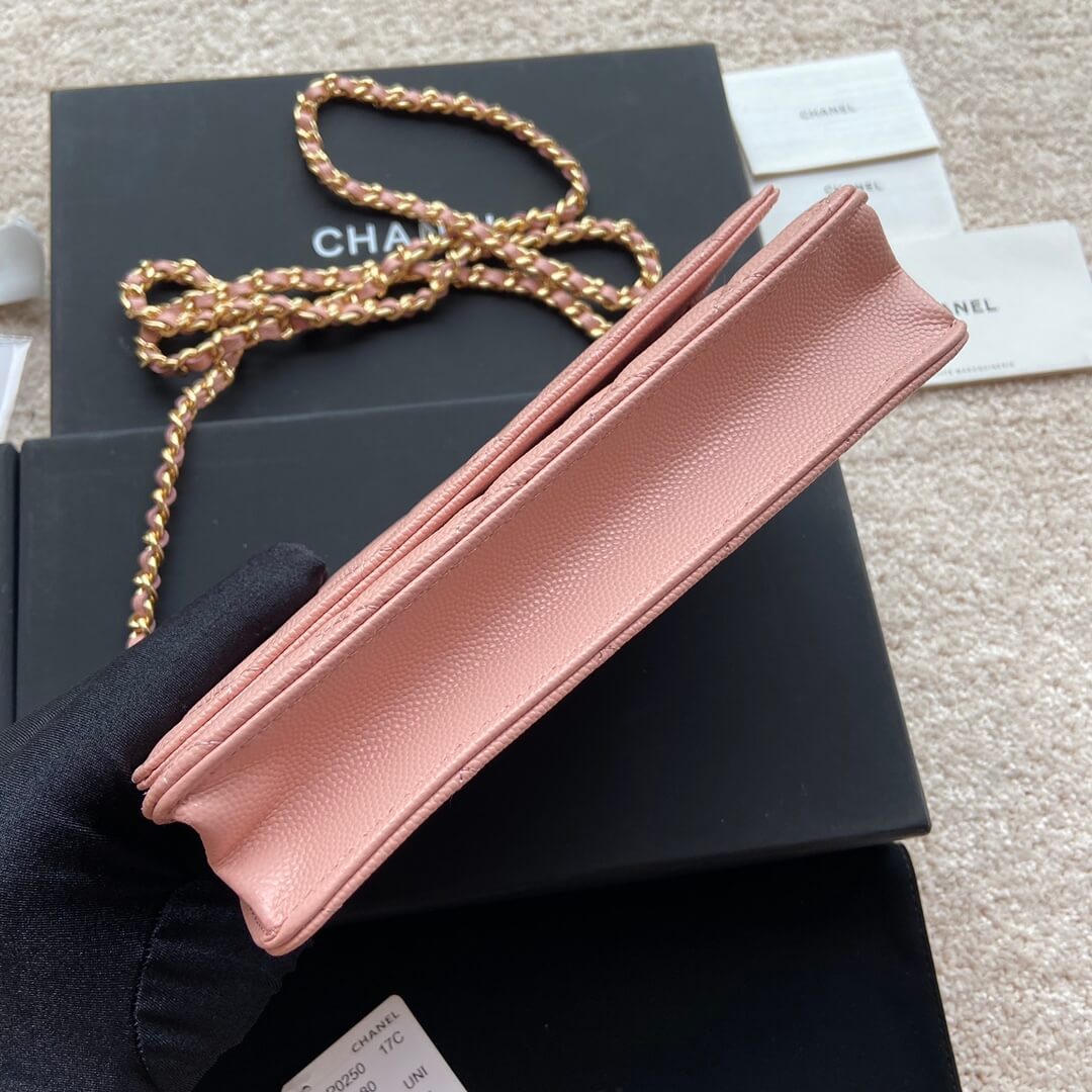 Pink Chanel classic chain wallet (high-end grade) - Image 5