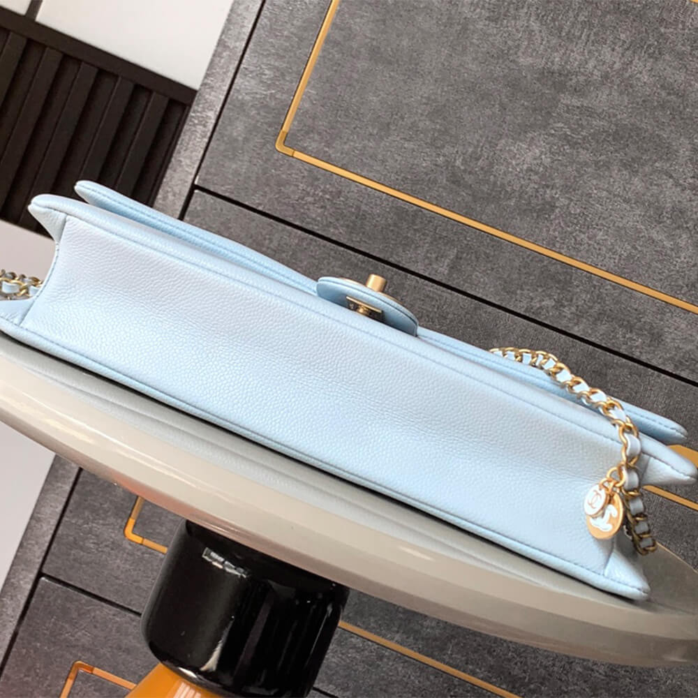 Light Blue CHANEL Long Flap Bag (high-end grade) - Image 5