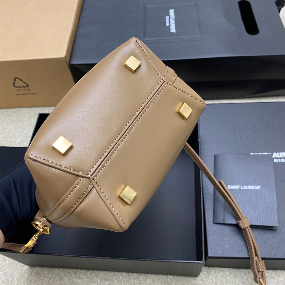 Dark beige YSL LE 37 mini in shiny leather - Image 5