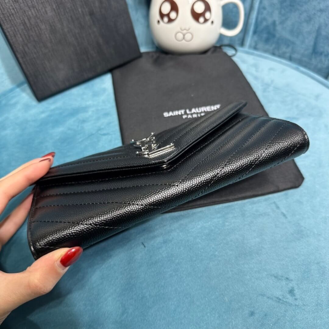 Black YSL CASSANDRE MATELASSE LARGE FLAP WALLET IN GRAIN DE POUDRE LEATHER - Image 5