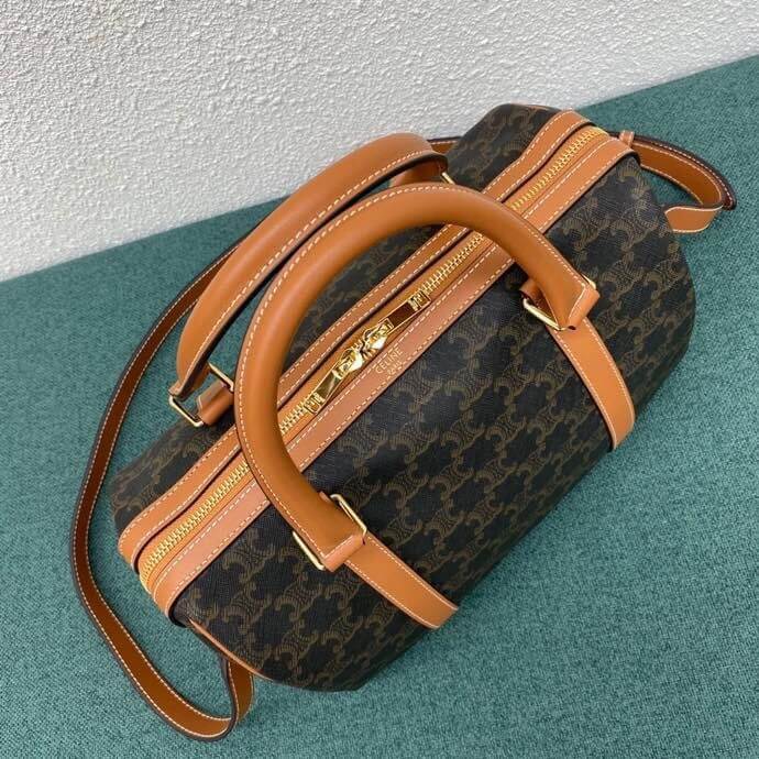 CELINE Logo Print Calfskin Boston Bag - Image 5