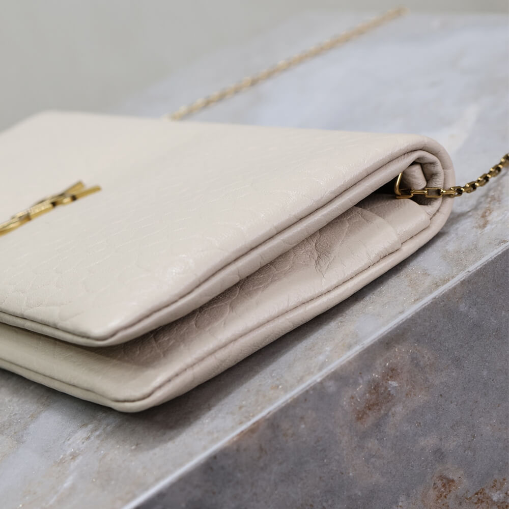 Retro White YSL CALYPSO GRAINED LAMBSKIN MINI BAG - Image 5