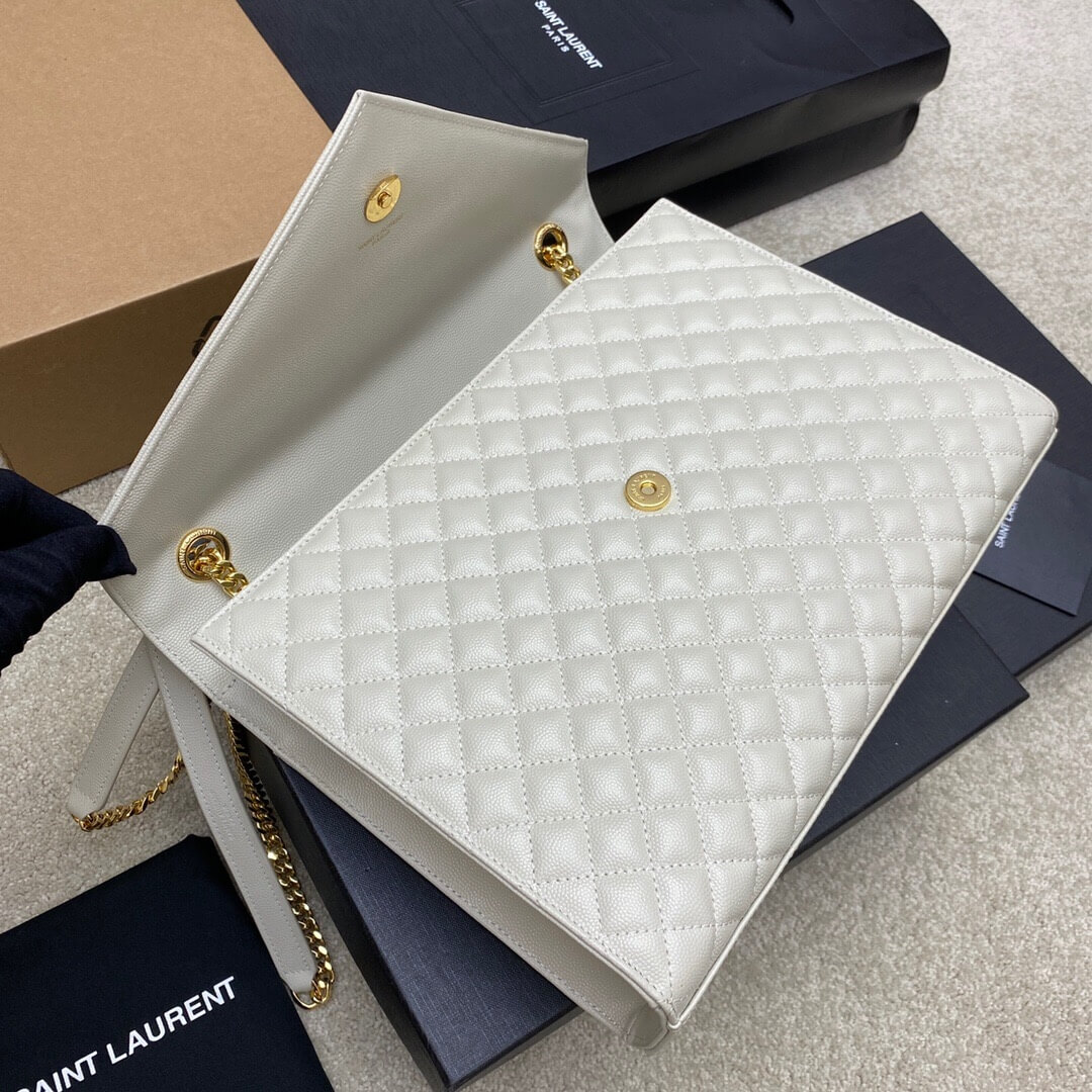 White YSL Large Envelope Bag - Image 6