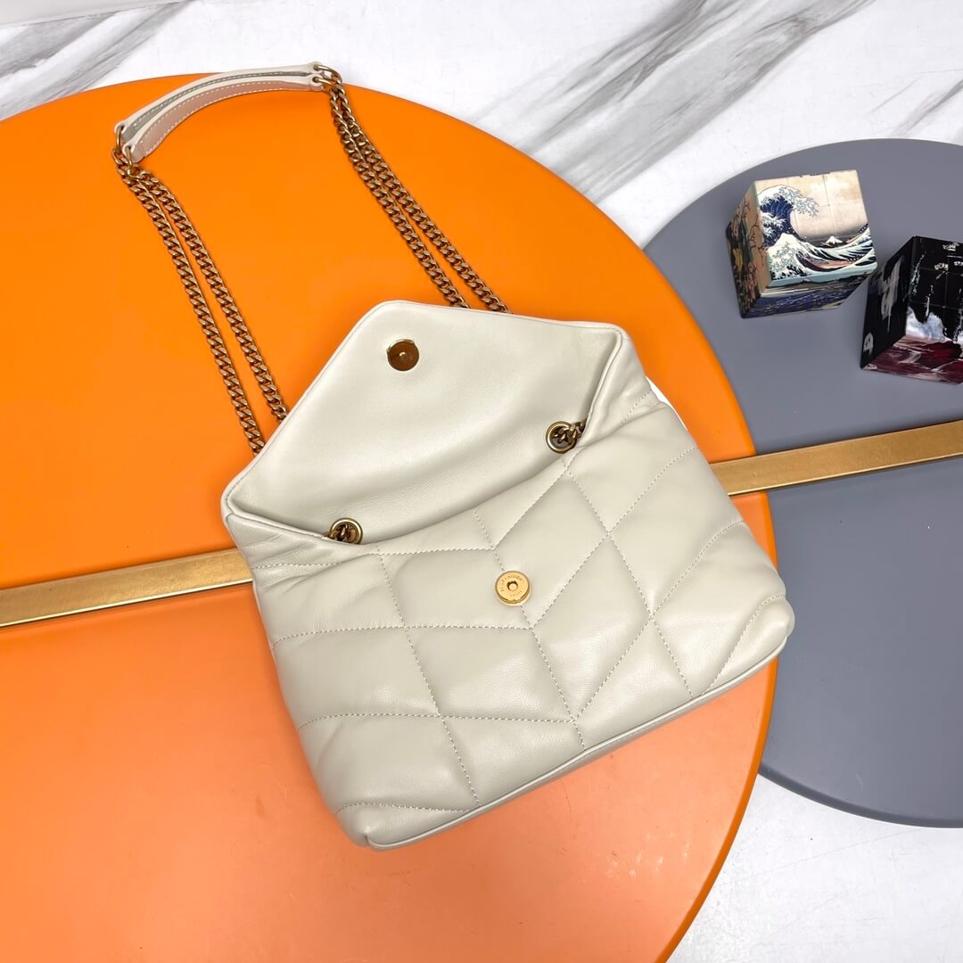 White YSL Toy Puffer in lambskin - Image 6