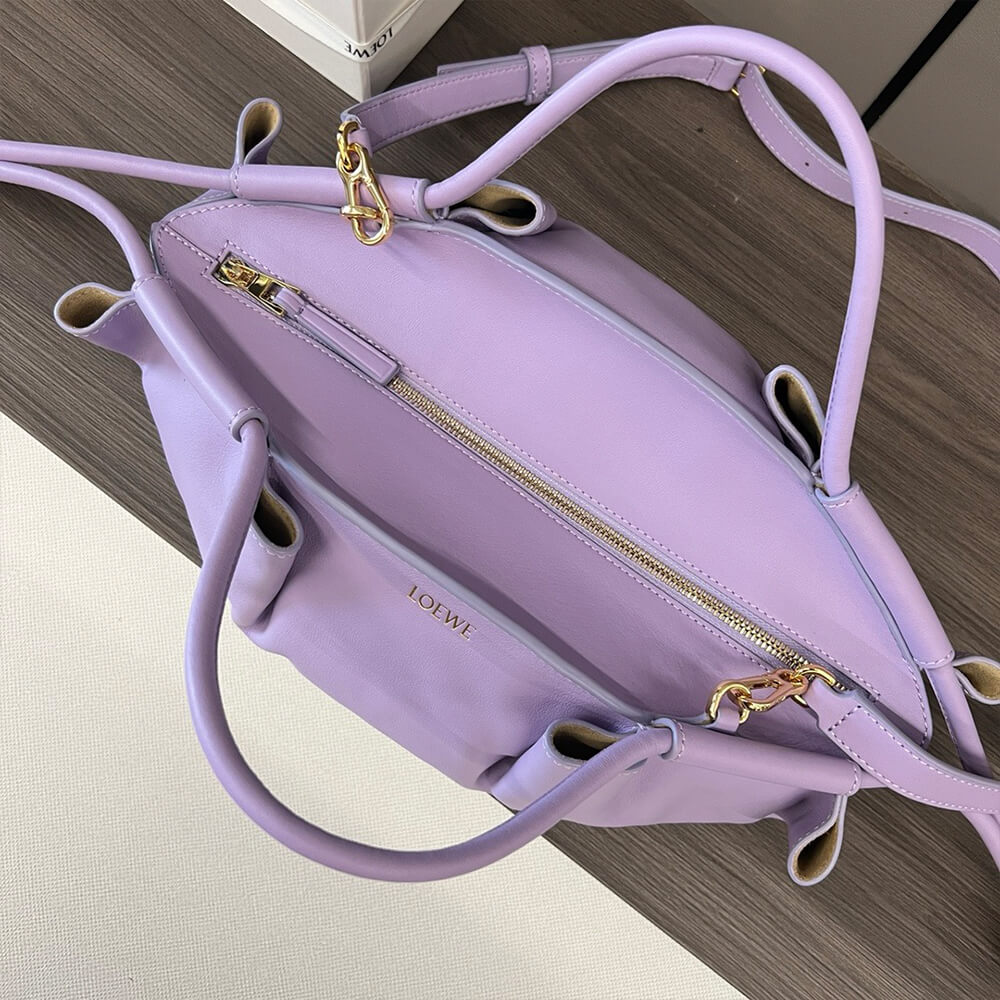 Purple Loewe Small Paseo bag in shiny nappa calfskin (high-end grade) - Image 6