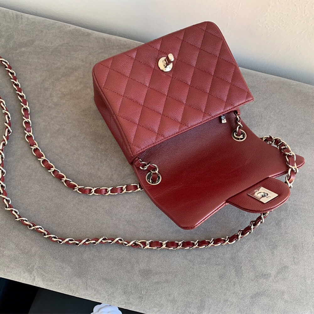 Claret Chanel MINI FLAP BAG (high-end grade) - Image 6