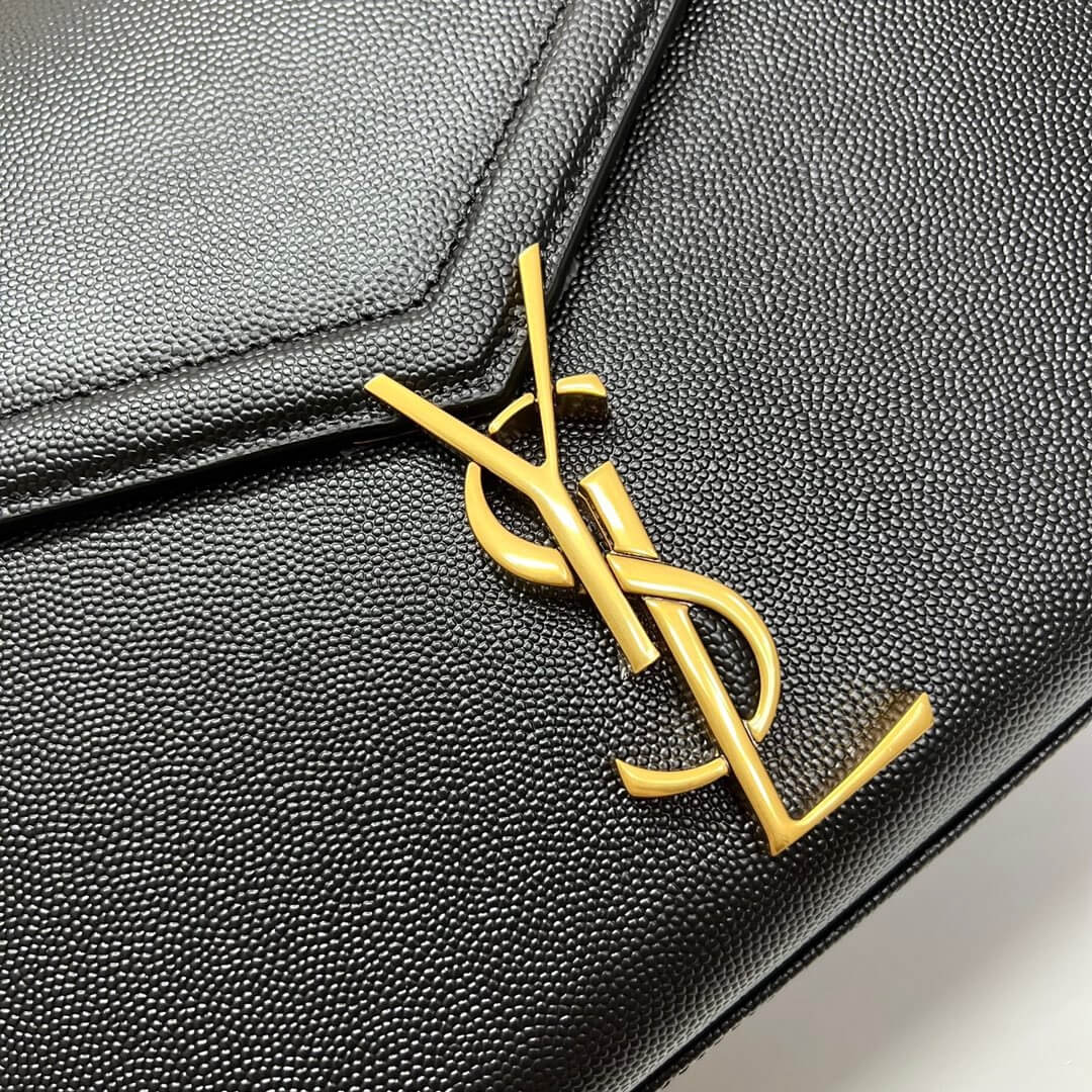 Black YSL CASSANDRA Medium Grainy Embossed Leather Top Handle Bag - Image 6