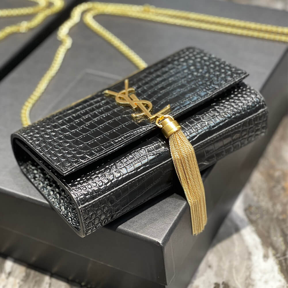 Calfskin YSL KATE EMBOSSED SHOULDER BAG - Image 6