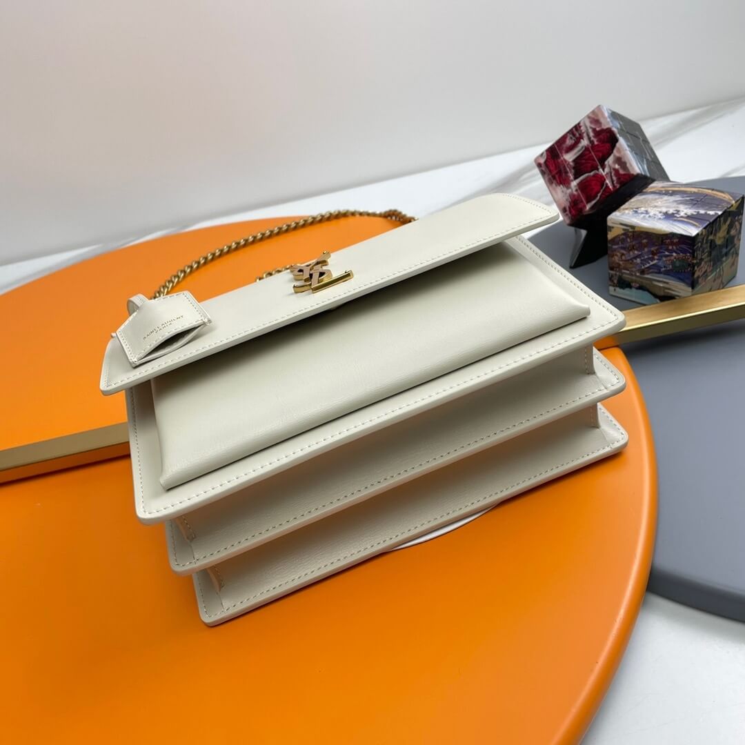 White YSL sunset medium leather shoulder bag - Image 6