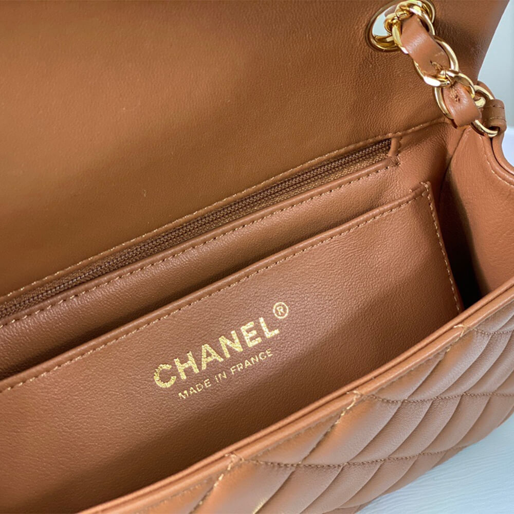 Dark Beige Chanel Mini Flap Bag (high-end grade) - Image 7