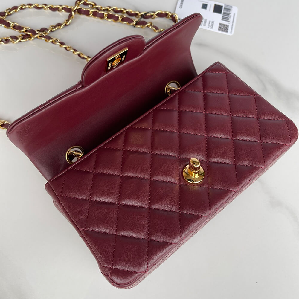 Claret Chanel Mini Flap Bag (high-end grade) - Image 7