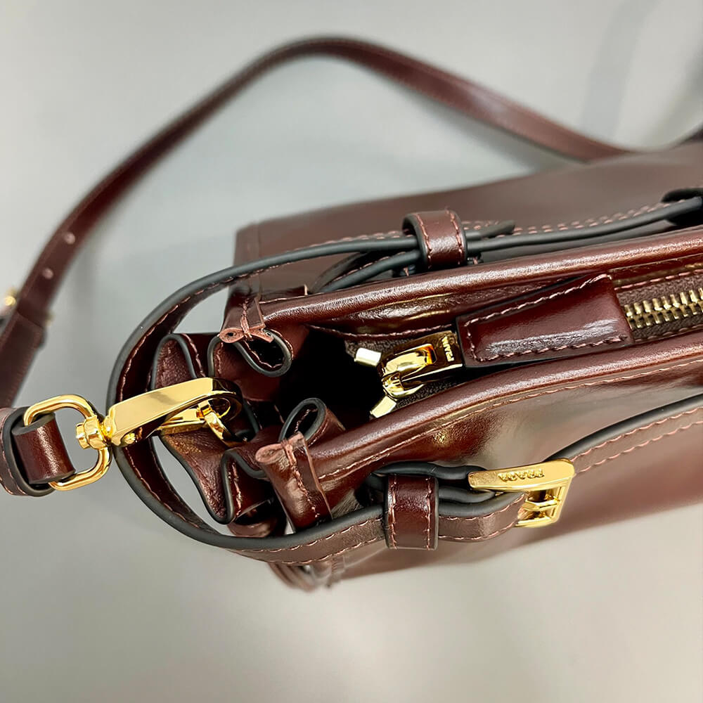 Dark Brown Prada Large leather handbag (high-end grade) - Image 7