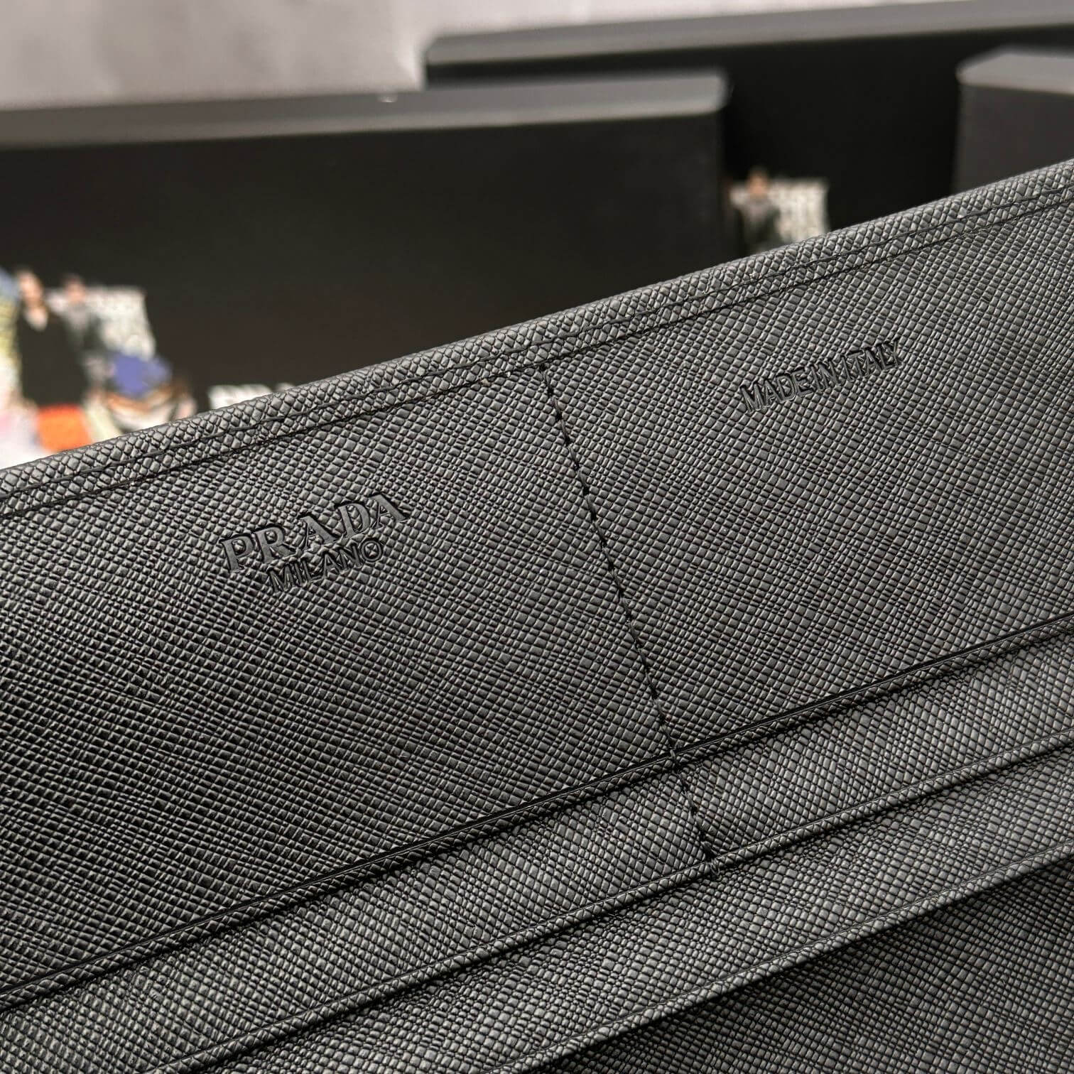Black Prada Large Saffiano Leather Wallet - Image 7