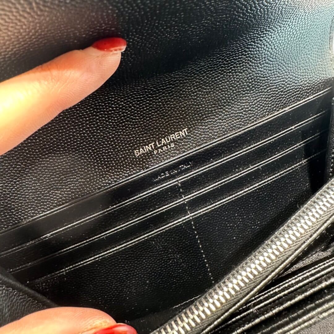 Black YSL CASSANDRE MATELASSE LARGE FLAP WALLET IN GRAIN DE POUDRE LEATHER - Image 7