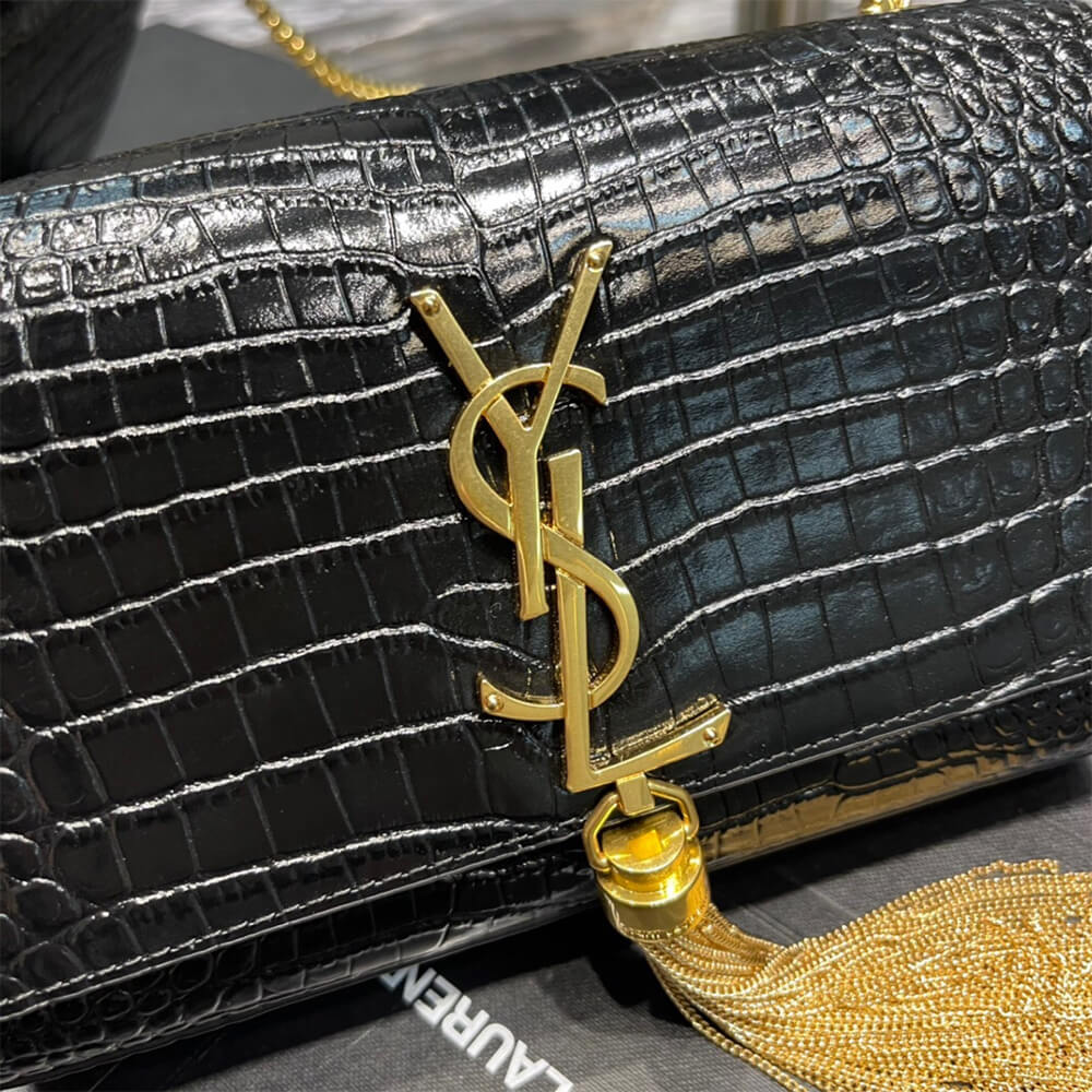Calfskin YSL KATE EMBOSSED SHOULDER BAG - Image 7