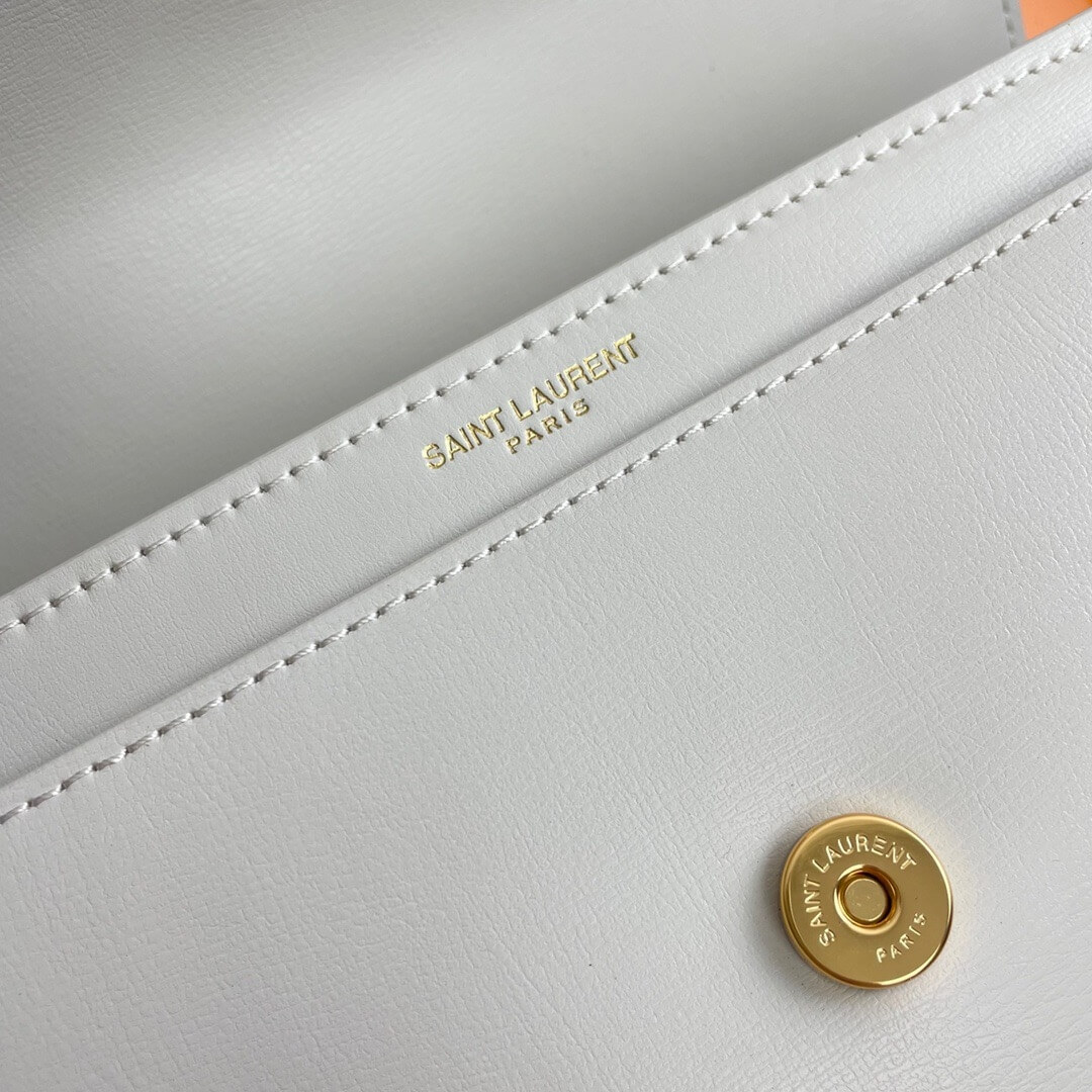 White YSL sunset medium leather shoulder bag - Image 7