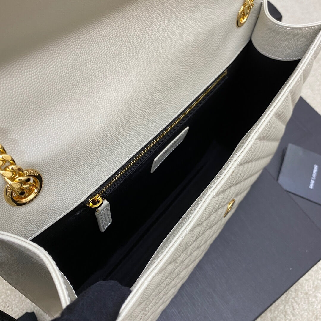 White YSL Large Envelope Bag - Image 8
